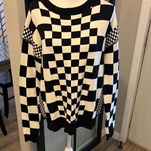 New With Tags…Boutique Black & White Check Pattern Sweater…Size Small